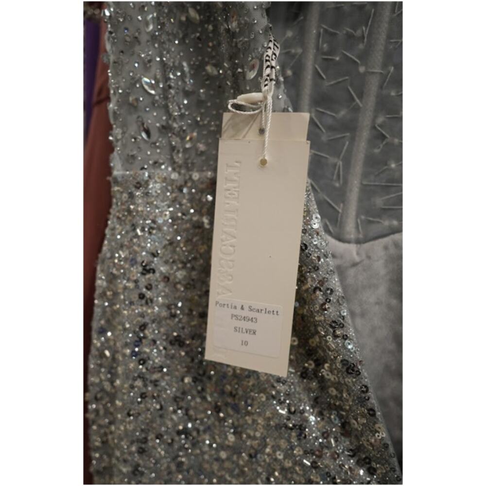 Portia & Scarlett PS24943 Evening Gown Dress Women 10 Silver Beaded Corset NWT - Picture 5 of 6